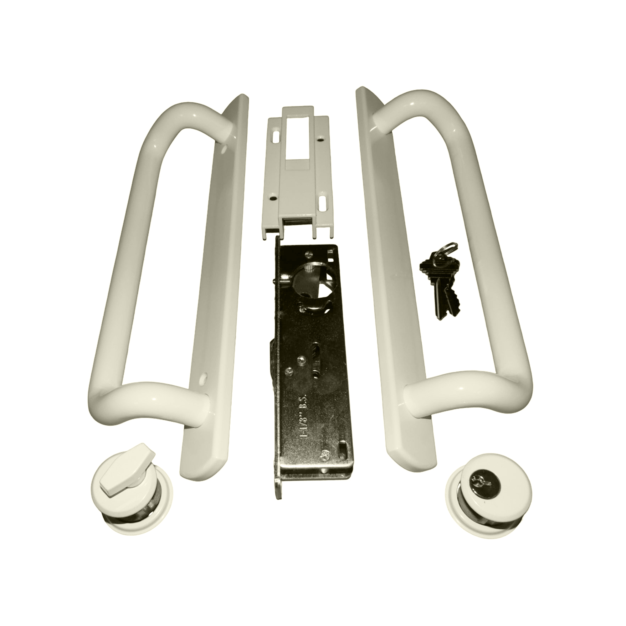 12.5" PGT 5400 Sliding Door Handle Set, Mortise Lock w/ Keys, 7-15/16" Hole Spacing (DH-489-WKA) - Garage and Sliding Door Hardware